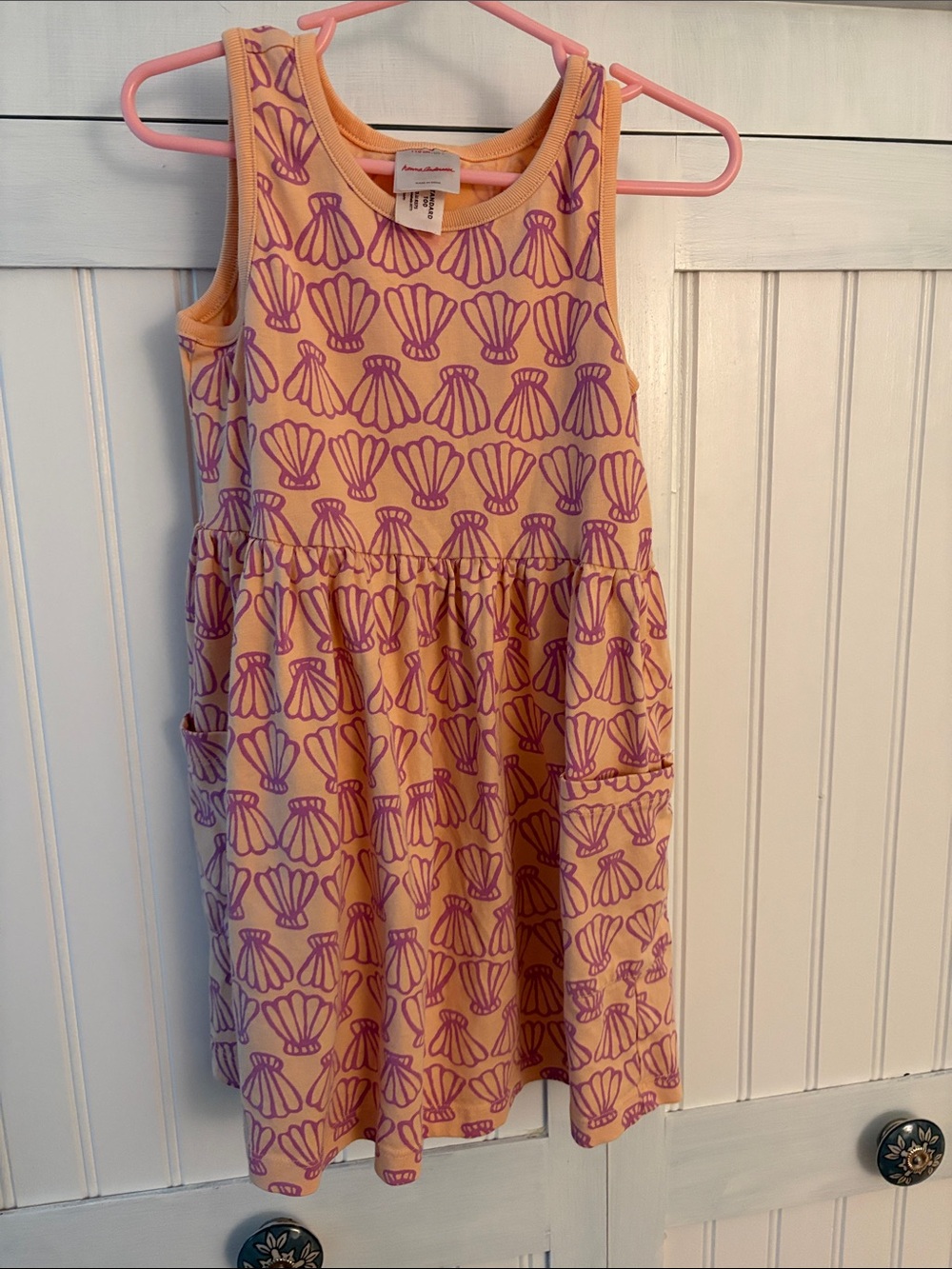 Hanna Andersson Peach Tank Dress with Purple Shells size 5